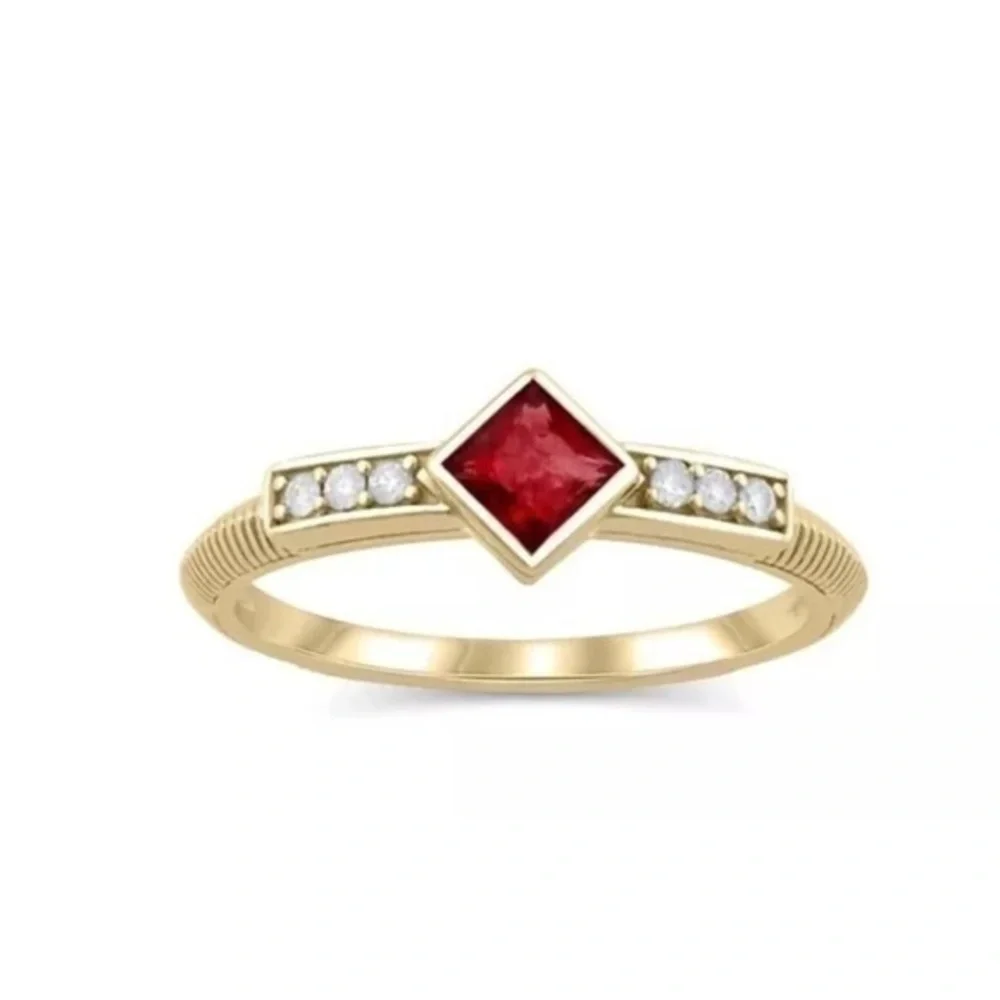 Judith Ripka Ruby Diamond 14k yellow gold ring